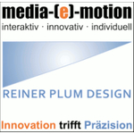 Logo media-e-motion & Reiner Plum Design
